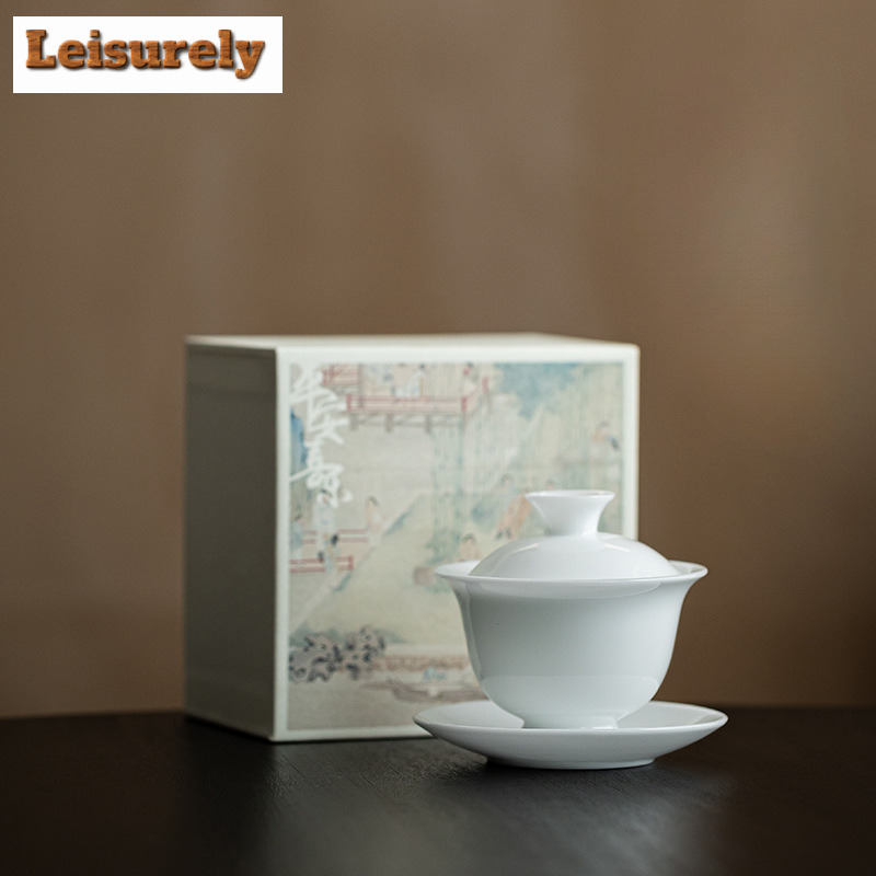 Matcha Bowl Chawan - 140ml buzlu yeşim porselen Gaiwan Linglong