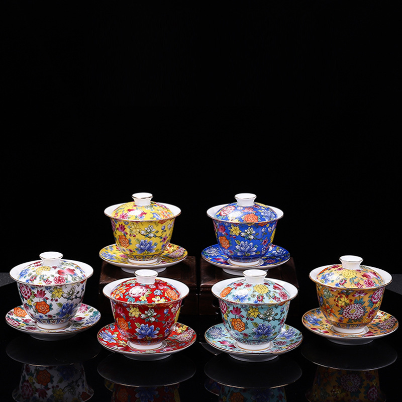 Matcha Bowl Chawan - HMLOVE Beyaz Porselen Sancai Gaiwan Renk