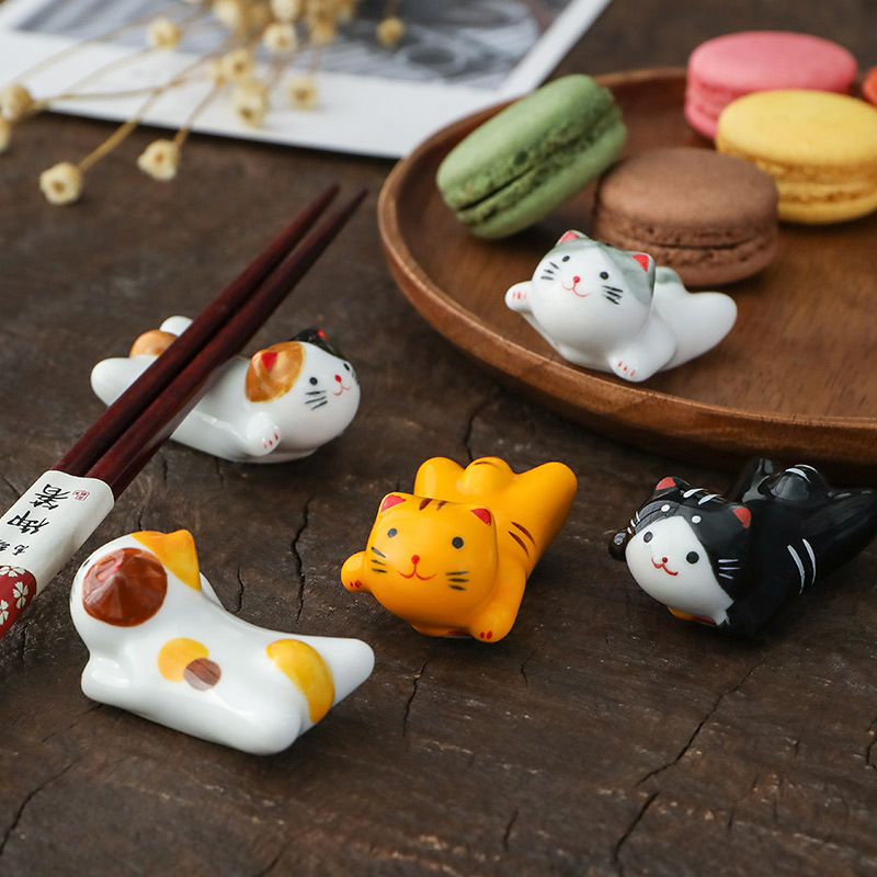Chopstick Rest Ceramic - Uçan Kedi Seramik Çubuk Desteği Japon