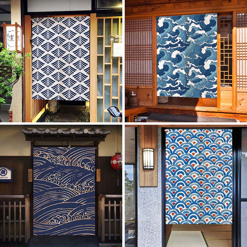 Noren Curtain Doorway - Dalgalar Doku Japon Noren Kapı Perdeleri