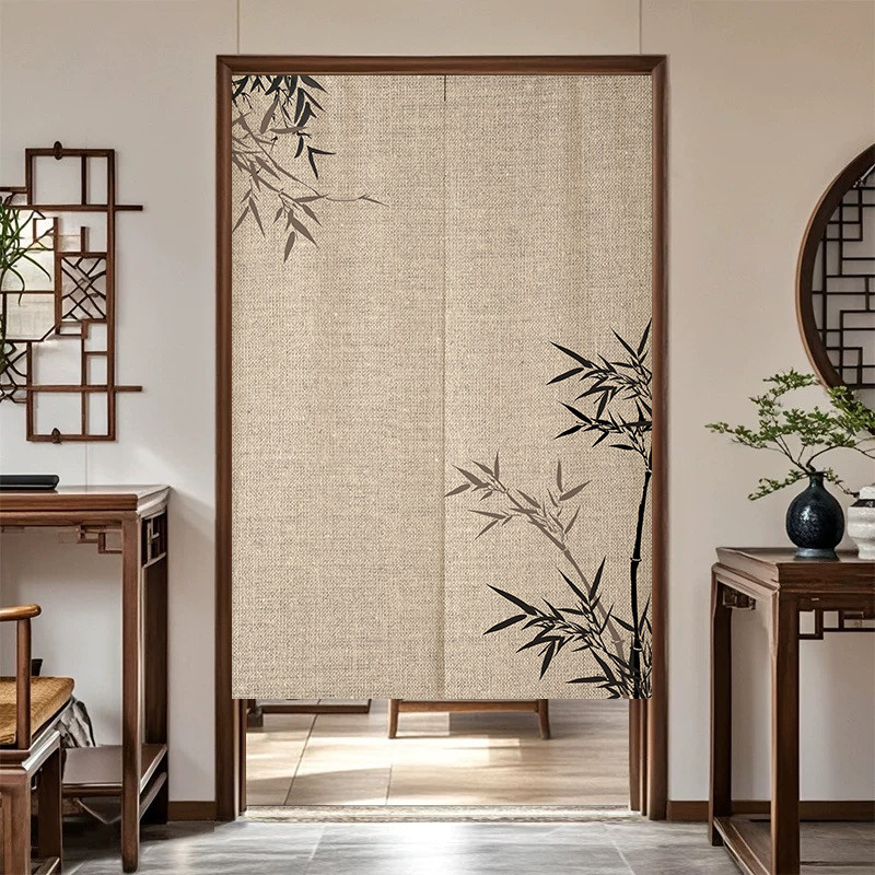 Noren Curtain Doorway - VIKAMA Mürekkep Bambu Noren Kapı Perdesi