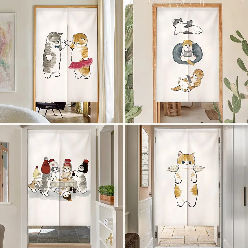 Noren Curtain Doorway - Komik Kedi Japon Kapı Perdesi Noren