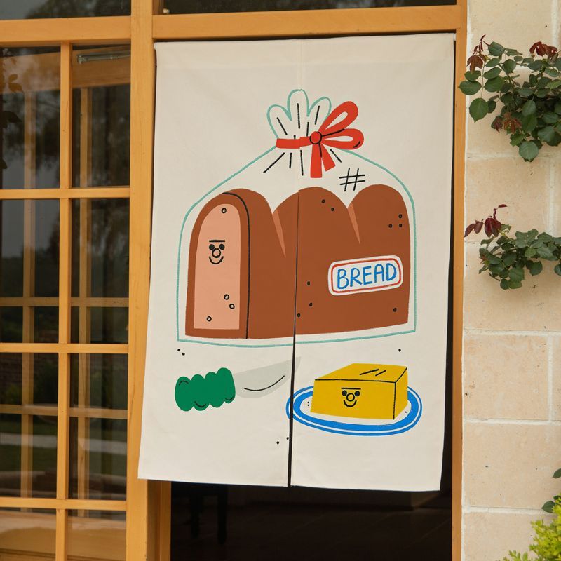 Noren Curtain Doorway - VIKAMA Sevimli El Çizimi Ekmek Paketi
