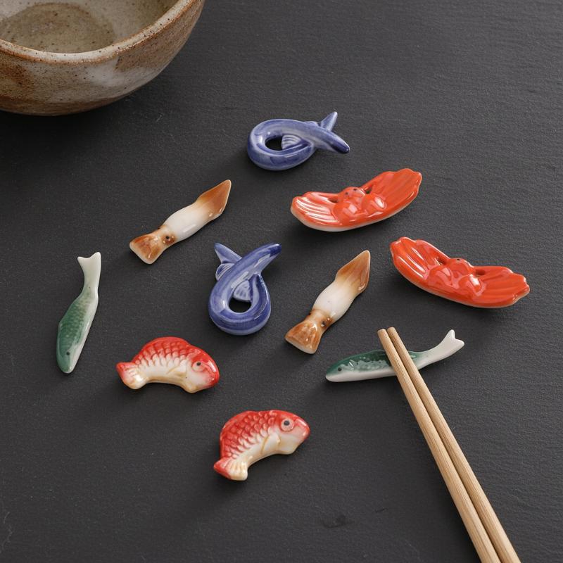Chopstick Rest Ceramic - Balık Şeklinde Seramik Çubuk Tutucu Çizilmeye